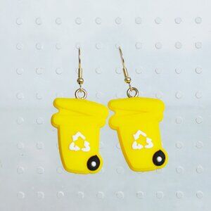 Yellow Recycling Bin Earring